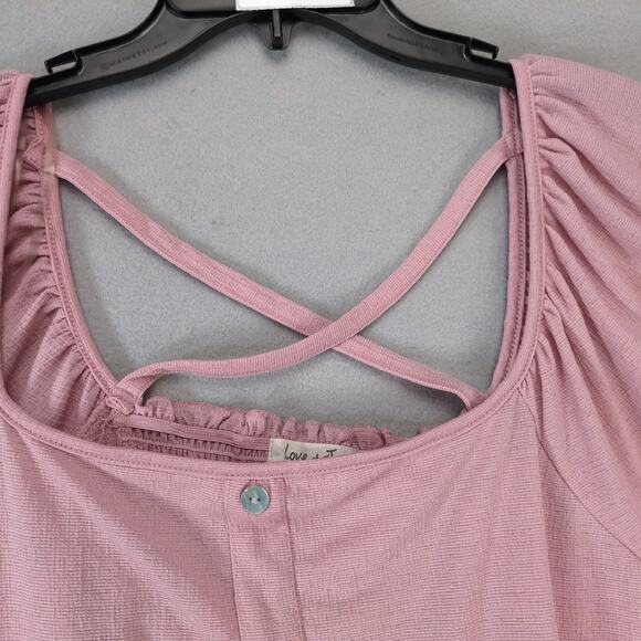 Love + Joy by FCT Pink Off-Shoulder Peasant Blouse Women's Plus Size 3X Ruffle - Picture 9 of 10